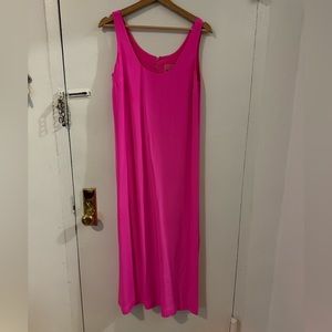 Hot pink JCrew silk midi dress sz 2